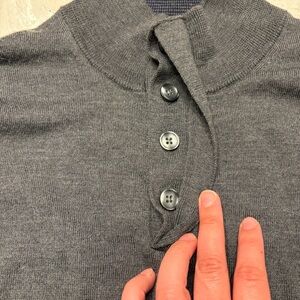 Charles Tyrwhitt 1/4 button Gray Knit Sweater 100% wool